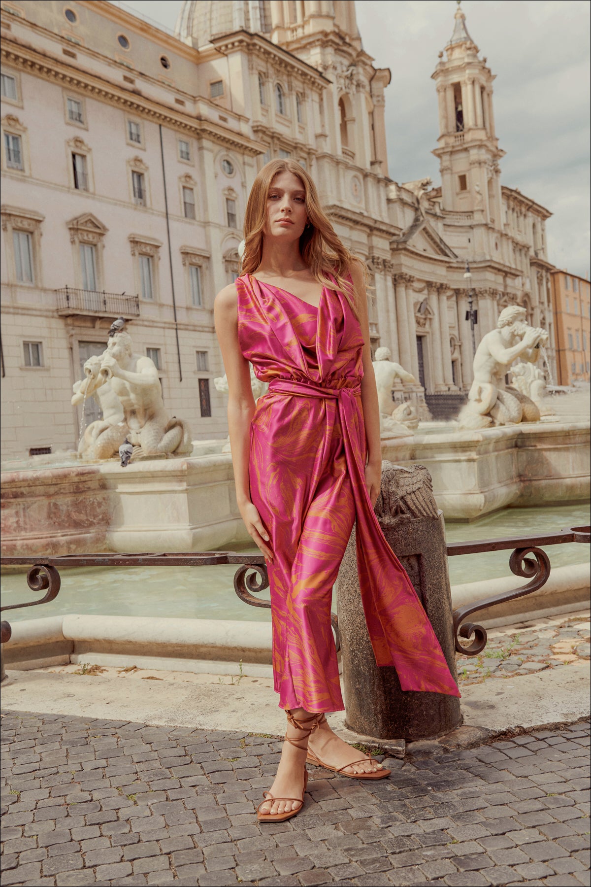 Trevi Dress Print Fucsia