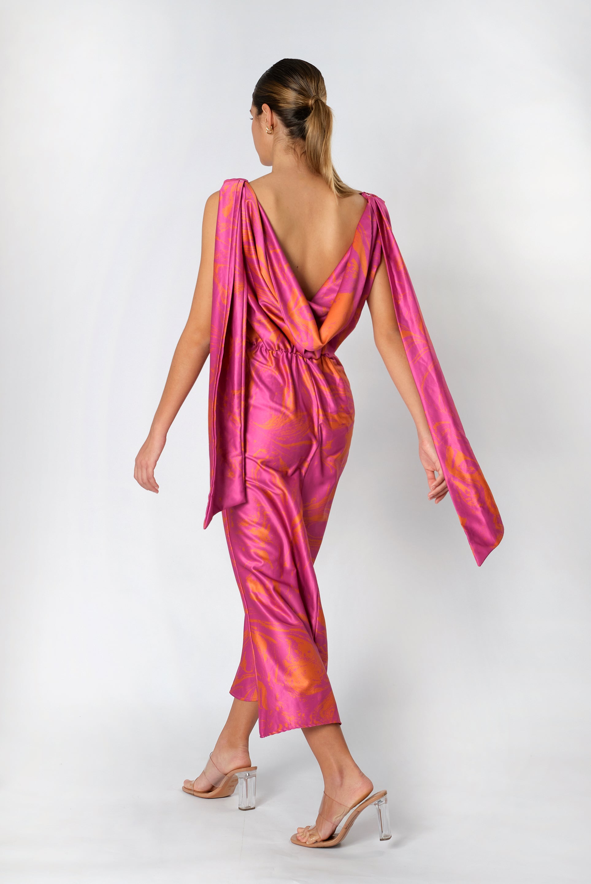 Trevi Dress Print Fucsia