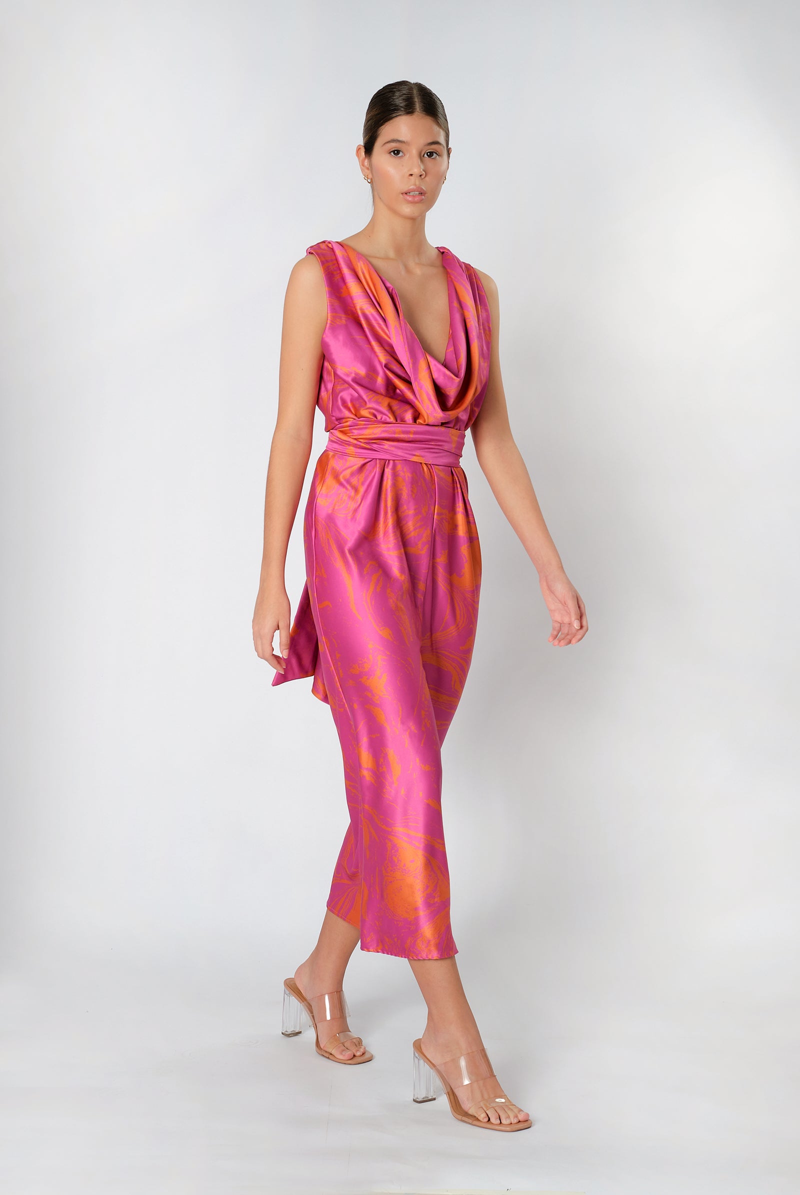 Trevi Dress Print Fucsia