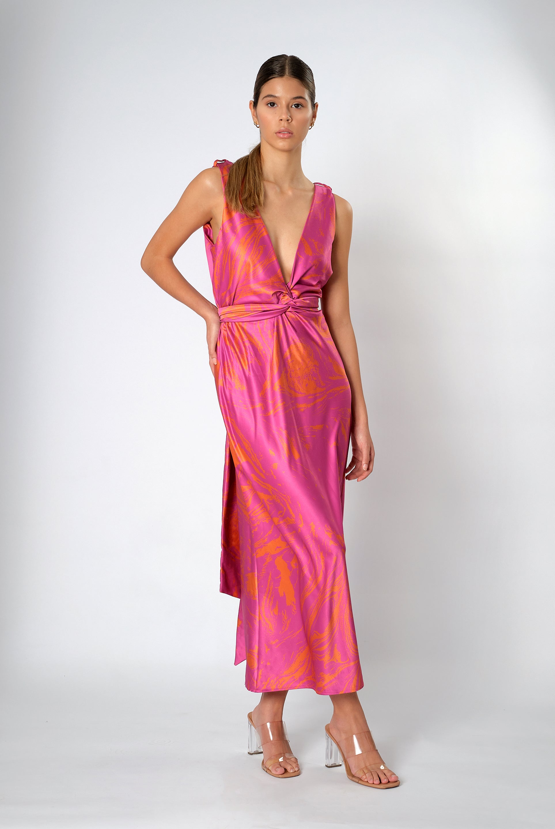 Trevi Dress Print Fucsia